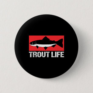 Macaron Rond 5 Cm Drôle de pêcheur de truite de lac Pêche à la truit