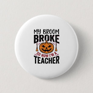 Macaron Rond 5 Cm Drôle de professeur d'Halloween Balai Cassa Concep