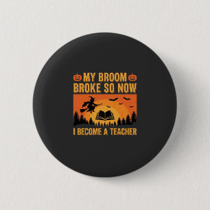 Macaron Rond 5 Cm Drôle de professeur d'Halloween Broom Broke Design