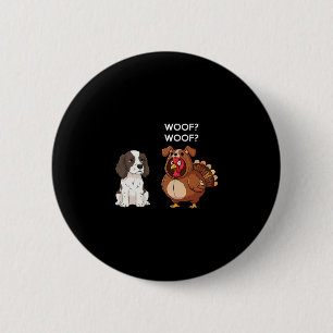 Macaron Rond 5 Cm Drôle de Spaniel Springer de Thanksgiving et dinde