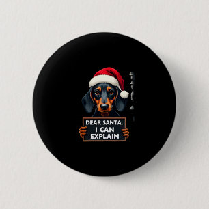 Macaron Rond 5 Cm Drôle de T-shirt de Noël de teckel Cher Père Noël,