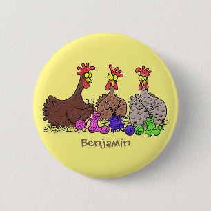 Macaron Rond 5 Cm Drôle dessin animé de poulets de tricot