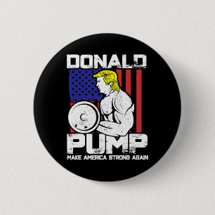 Macaron Rond 5 Cm Drôle Donald Trump Weight Lifout Gym