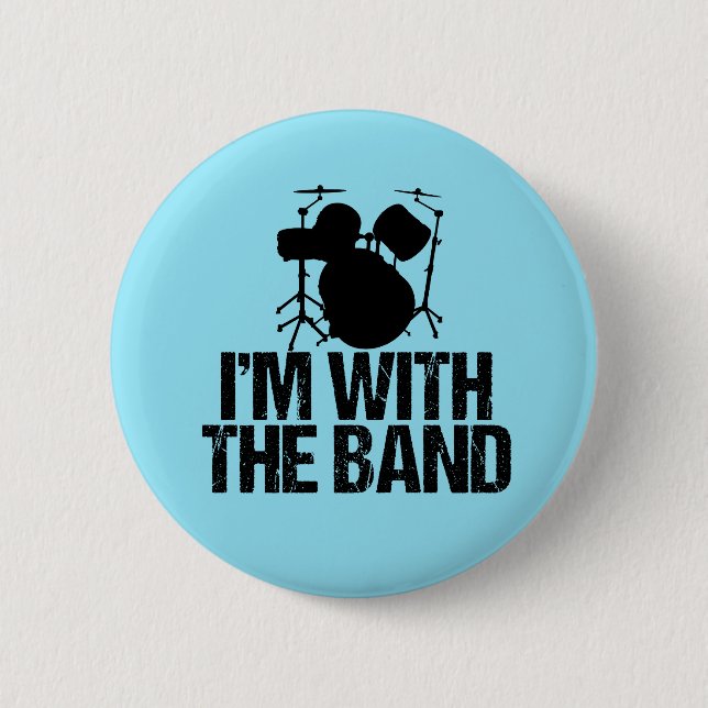 Macaron Rond 5 Cm Drôle Drummer Je suis avec le Band Drums (Devant)