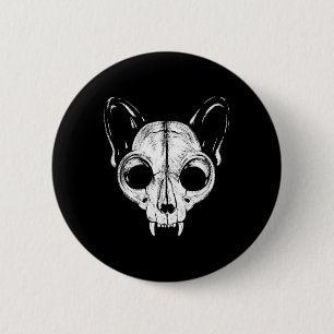 Macaron Rond 5 Cm Drôle Effrayant Éffrayant Chat Feline Skull Skelet