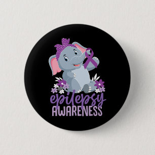 Macaron Rond 5 Cm Drôle Epilepsie Sensibilisation Fleur Eléphant Rub