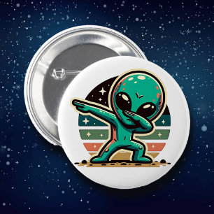 Macaron Rond 5 Cm Drôle Extraterrestrial Alien Dabbing