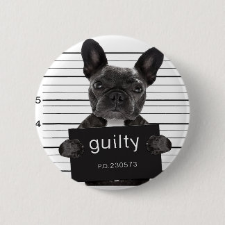 Macaron Rond 5 Cm Drôle Français Bulldog Jail Mugshot Bad Chien Crim