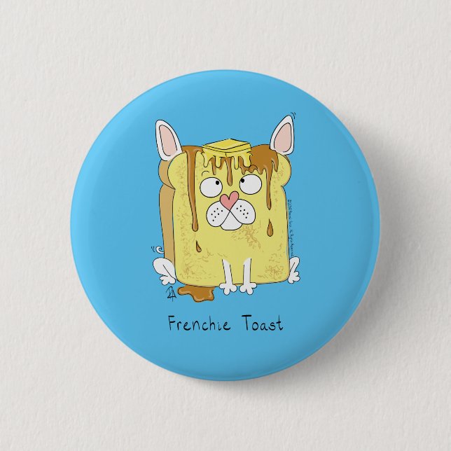 Macaron Rond 5 Cm Drôle French Bulldog Frenchie mignon Dessin de chi (Devant)