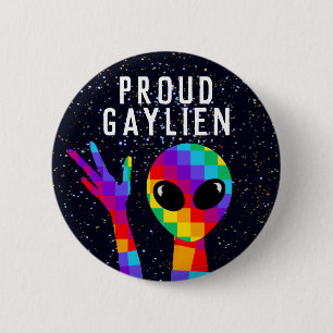 Macaron Rond 5 Cm Drôle GAYLIEN LGBT Gay pride