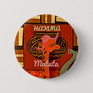 Macaron Rond 5 Cm Drôle Giraffe avec texte cool Hakuna Matata