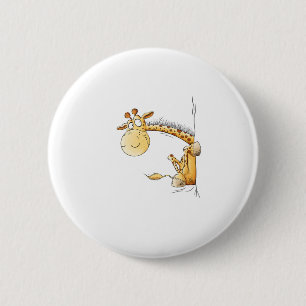 Macaron Rond 5 Cm Drôle Giraffe I mignon Cartoon Wild Amoureux des a