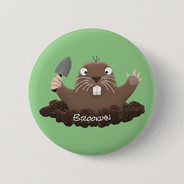 Macaron Rond 5 Cm Drôle gopher de poche creusant dessin dessin de de (Devant)