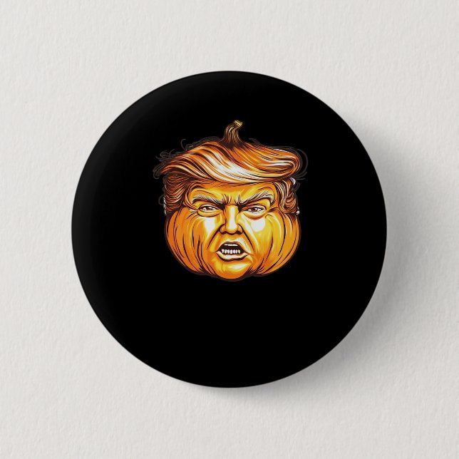 Macaron Rond 5 Cm Drôle Halloween Citrouille Parodie politique Donal (Devant)