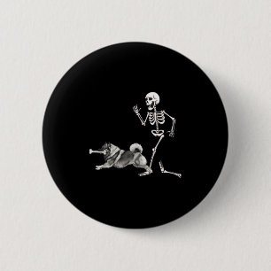 Macaron Rond 5 Cm Drôle Halloween Keeshond Et Squelette