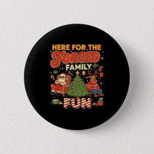 Macaron Rond 5 Cm Drôle ici pour le Père Noël de fun familial forcé