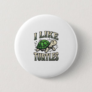Macaron Rond 5 Cm Drôle J'aime les Tortues Vintage T-Shirt Tortue De