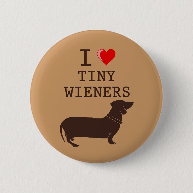 Macaron Rond 5 Cm Drôle J'Aime Mince Wiener Dachshund (Devant)