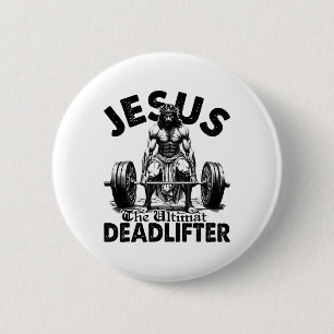 Macaron Rond 5 Cm Drôle Jésus Le Meilleur Deadlifter Gym Chrétien