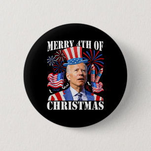 Macaron Rond 5 Cm Drôle Joe Biden Joyeux 4 de Noël 4 juillet