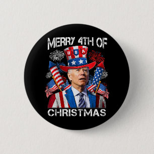 Macaron Rond 5 Cm Drôle Joe Biden Joyeux 4 de Noël 4 juillet
