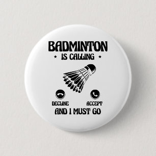 Macaron Rond 5 Cm Drôle Joueur Badminton Love Shuttle Design 21