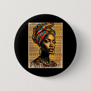 Macaron Rond 5 Cm Drôle Kente Tête Envelopper Femmes afro-américaine