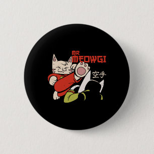 Macaron Rond 5 Cm Drôle M. Meowgi Karate Chat Meow Design Hommes Fem