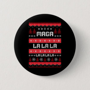 Macaron Rond 5 Cm Drôle Mega-la-la-la Donald Trump Sweater de Noël