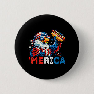 Macaron Rond 5 Cm Drôle Merica Aigle américain Hotdog Patriotique 4 