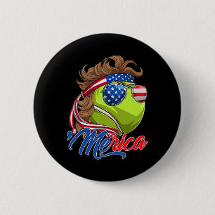 Macaron Rond 5 Cm Drôle Merica Tennis Ll Et Drapeau Usa Lunettes 4 J