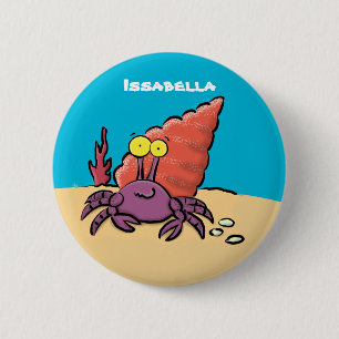 Macaron Rond 5 Cm Drôle mignon caricature pourpre crabe ermite