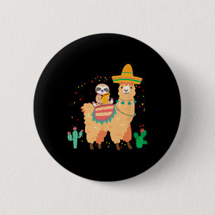 Macaron Rond 5 Cm Drôle Mignonne Sloth Et Llama Avec Taco Et Mexicai