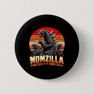 Macaron Rond 5 Cm Drôle Momzilla Mère des monstres Rétro Anniversair
