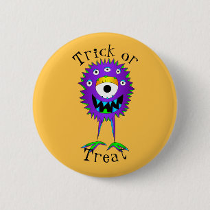 Macaron Rond 5 Cm Drôle, Monstre de dessin animé, Halloween "Trick o