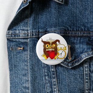Macaron Rond 5 Cm Drôle Morning Cranky Owl