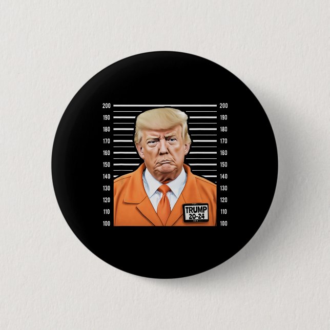Macaron Rond 5 Cm Drôle Mugshot du prisonnier Trump 2024 (Devant)
