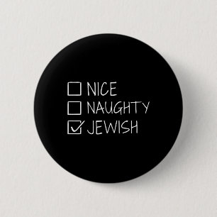 Macaron Rond 5 Cm Drôle Nice Naughty Juif Pour Hanoukka Hébreu Chri