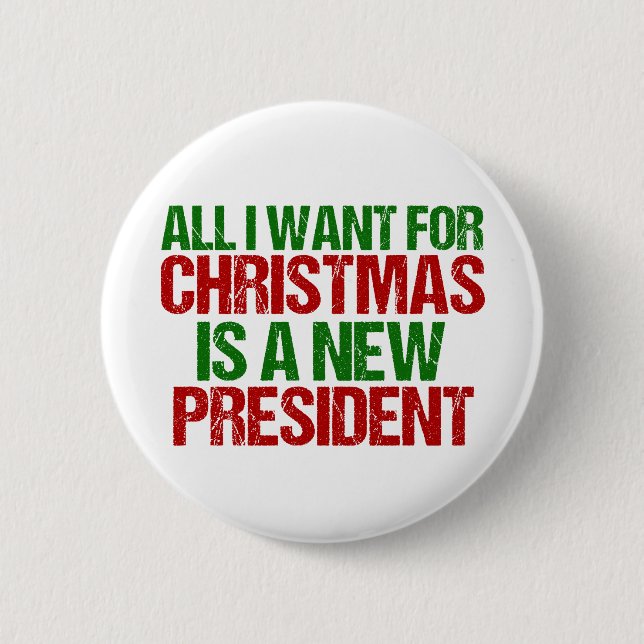 Macaron Rond 5 Cm Drôle Noël politique anti-Trump (Devant)