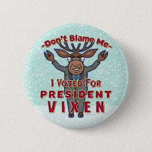 Macaron Rond 5 Cm Drôle Noël Reindeer Président Vixen Politique