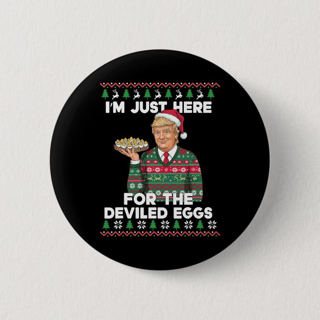 Macaron Rond 5 Cm Drôle Noël Trump Je suis juste ici pour le diable (Devant)