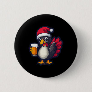 Macaron Rond 5 Cm Drôle Noël Turquie animal avec bande dessinée de b