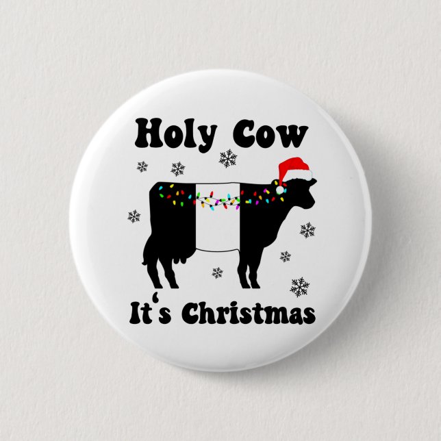 Macaron Rond 5 Cm Drôle Noël Vache Beltie Galloway Beltie Cadeau (Devant)