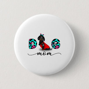 Macaron Rond 5 Cm Drôle noir Dachshund Tattoo Je t'aime Chien Maman 