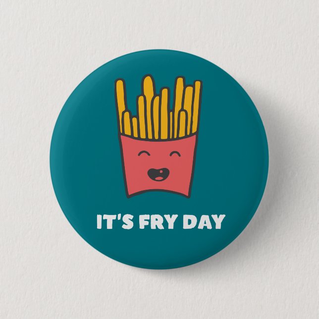 Macaron Rond 5 Cm Drôle Nourriture Fries Humour C'est Frise Day (Devant)