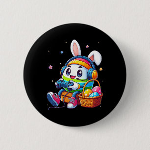 Macaron Rond 5 Cm Drôle Oeuf de Pâques Jouer Jeu Vidéo Pour Les Garç