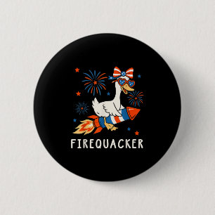 Macaron Rond 5 Cm Drôle Oie Quart Juillet Firequacker Indépendance