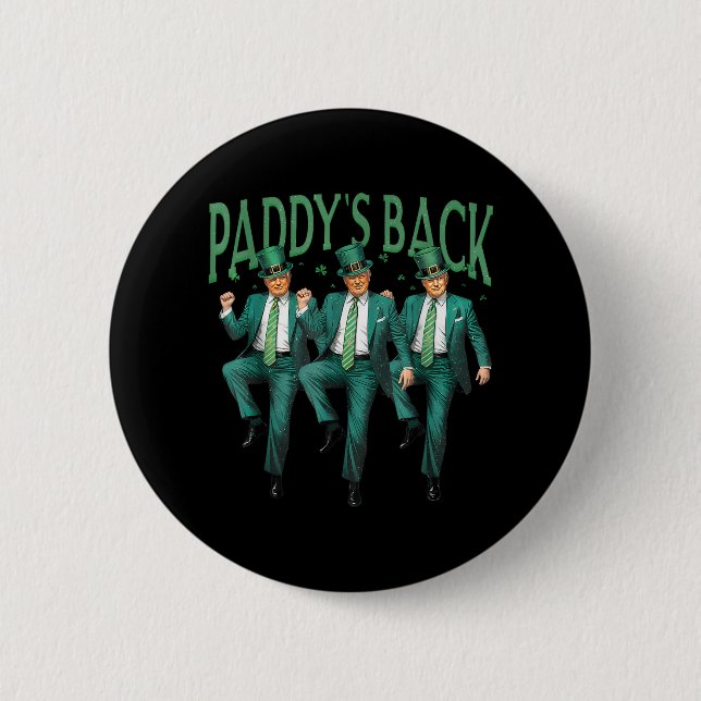 Macaron Rond 5 Cm Drôle Paddy Retour Trump Jour de la Saint Patrick  (Devant)