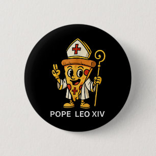 Macaron Rond 5 Cm Drôle Pape Américain Leo Xiv Pizza Slice Cartoon C