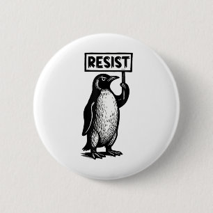 Macaron Rond 5 Cm Drôle Penguin Résistez À La Manifestation Pas Ma D